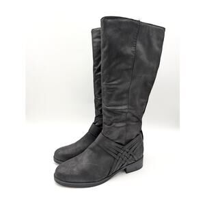 Journee Collection Meg Extra Wide Calf Boots Side Zip Women's Black Sz US11 EU42